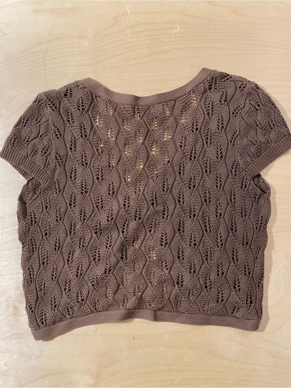 a.n.a Brown Short-Sleeve Knit Bolero Cardigan Large (RS)